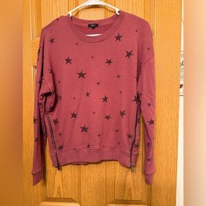 Rails Women’s Size XS Marlo Star Print Crew Neck Crew Neck Sweatshirt Zip Sides